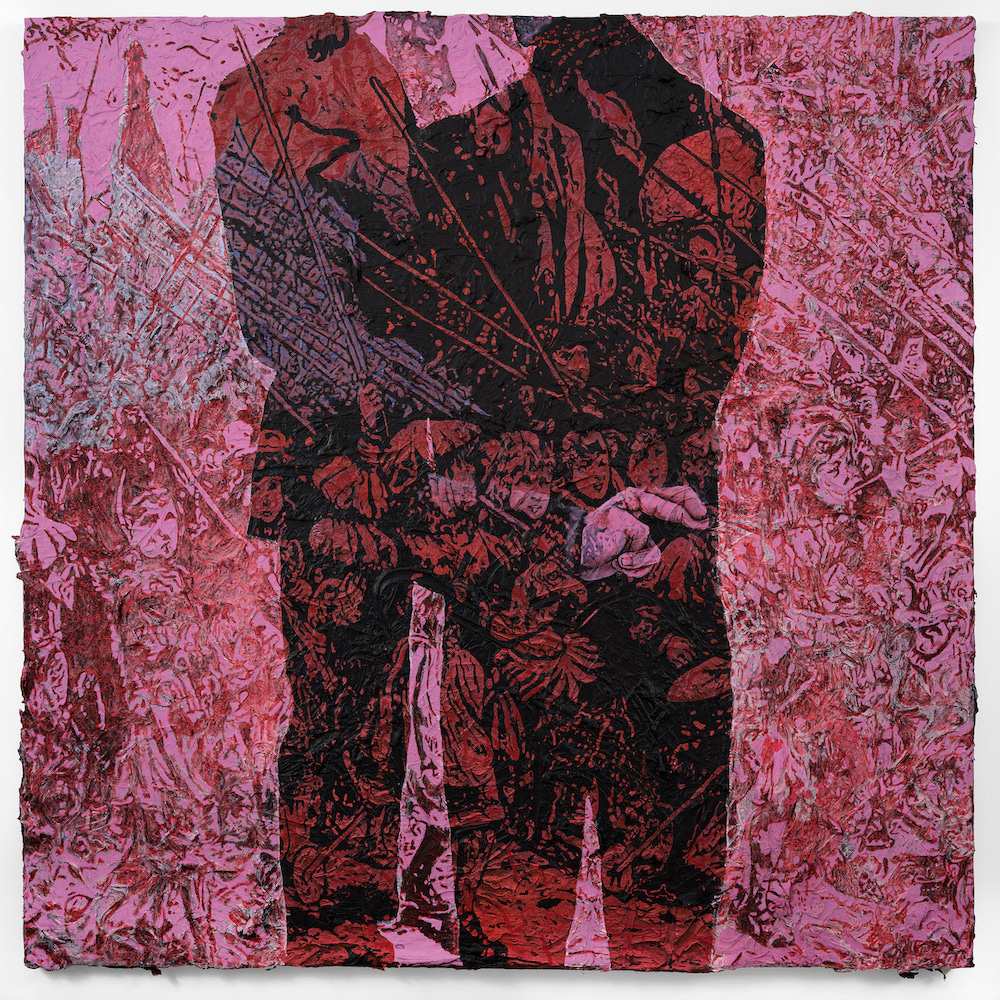 <i>some faith</i>, 2023. Acrylic, aquazol, and matte gel on canvas, 60 x 60 in (152.4 x 152 cm)